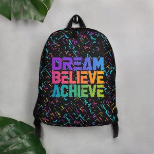 Sac à dos « Dream Believe Achieve » – motif digital cyber Y2K
