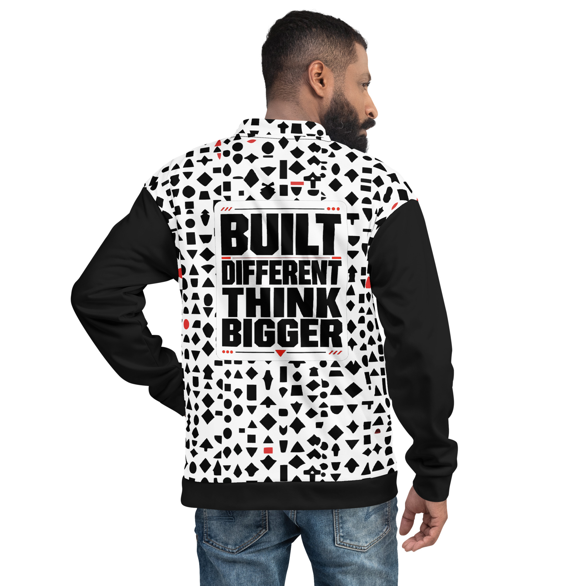 Veste bomber all-over « Build Different Think Bigger »