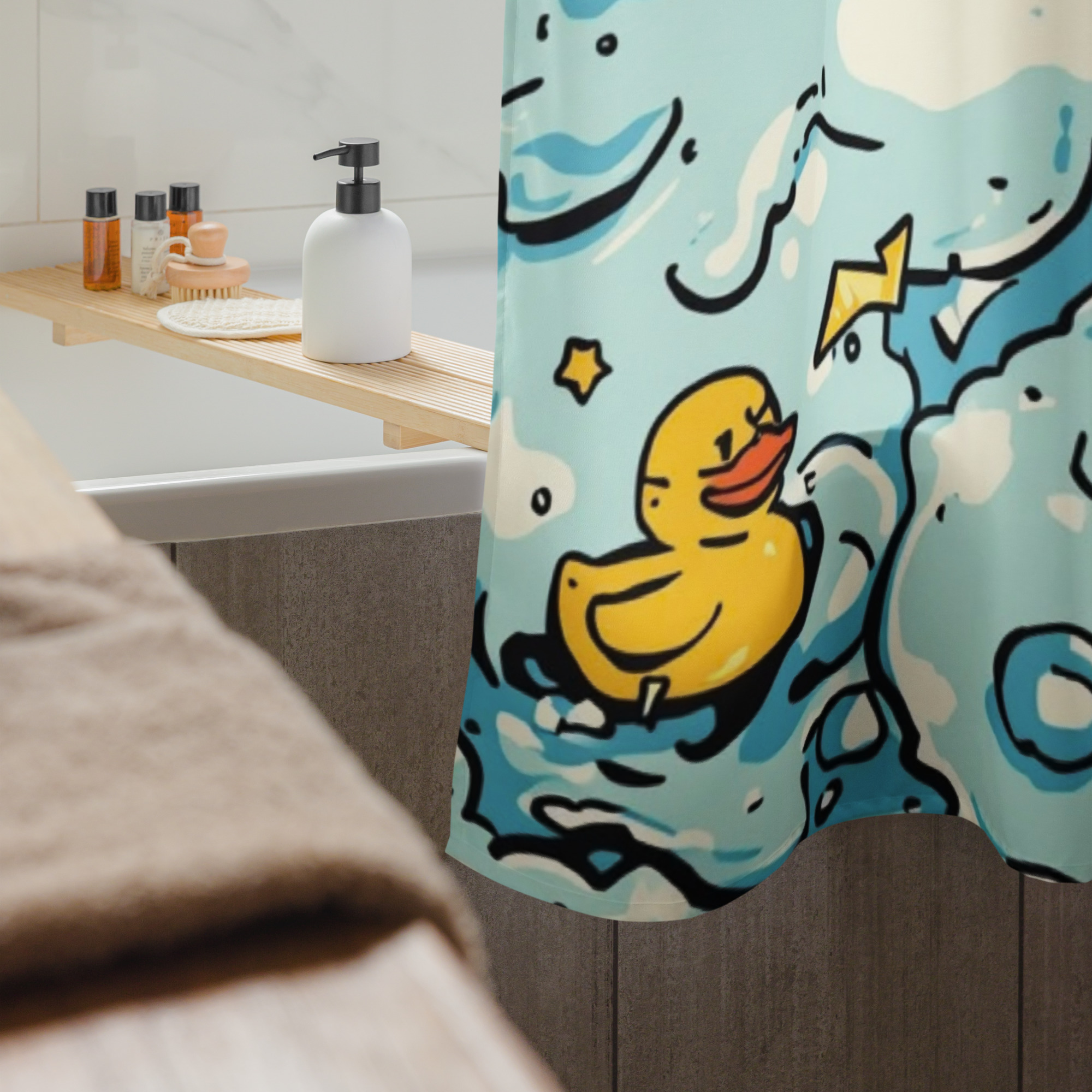 Rideau de douche tempête de mousse – Canards blasés