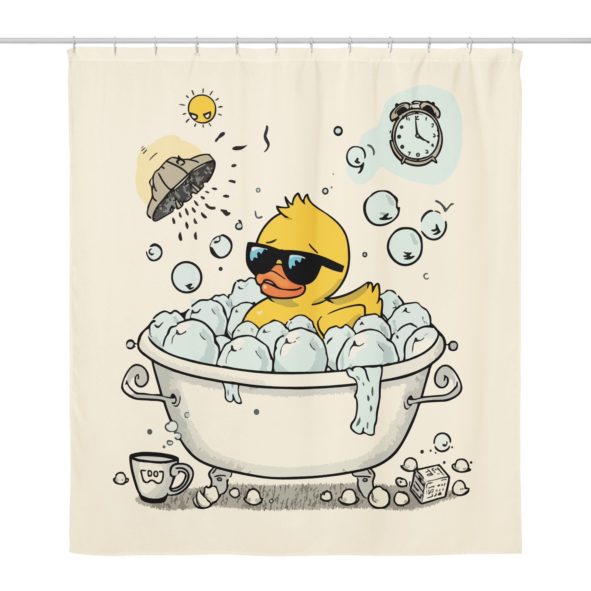 Rideau de douche canard – Bain décalé rétro