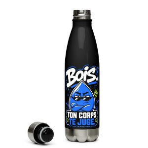 Gourde isotherme noire « Bois. Ton corps te juge. » – 500 ml