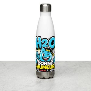 Gourde isotherme blanche « H2O Bonne Humeur » – 500 ml