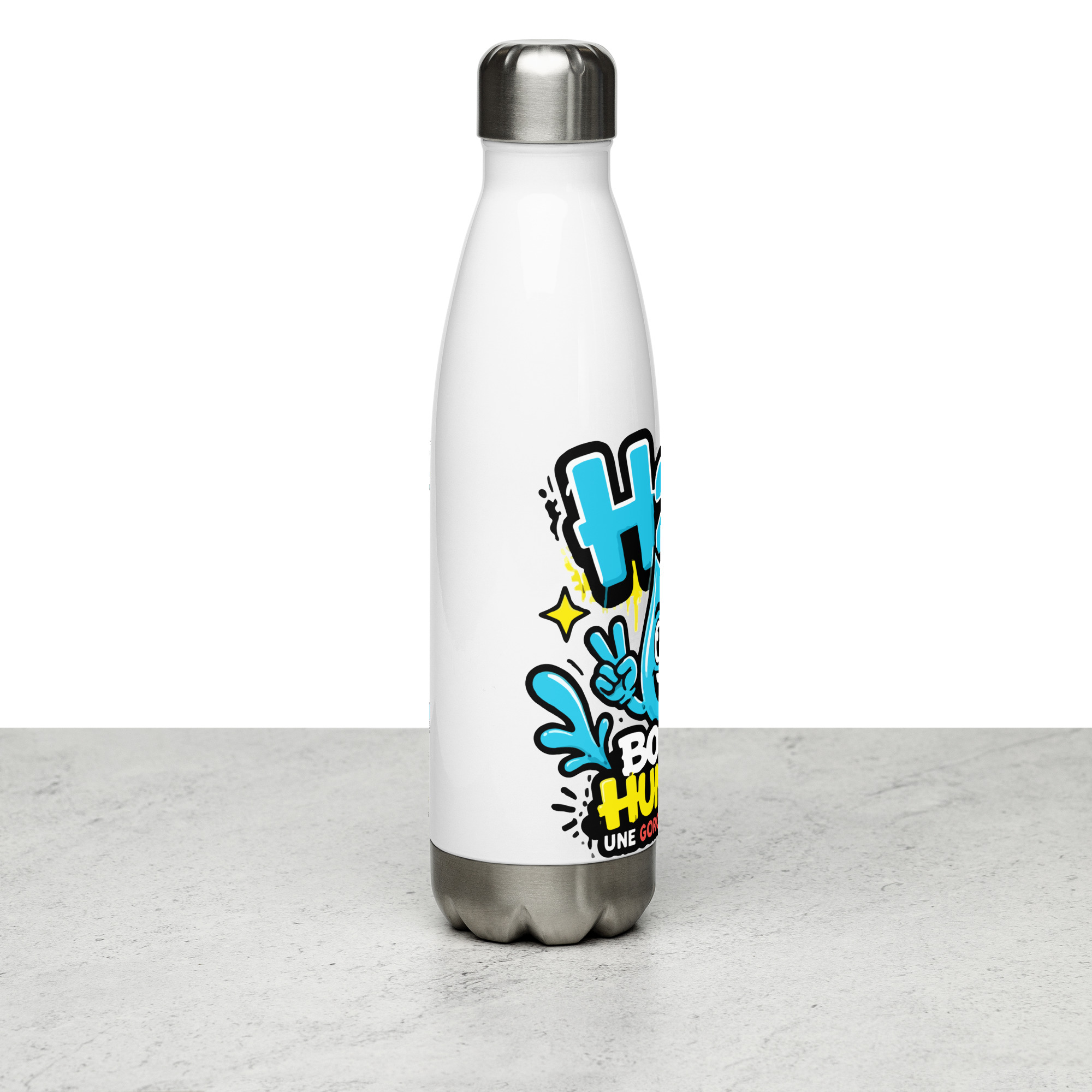 Gourde isotherme blanche « H2O Bonne Humeur » – 500 ml