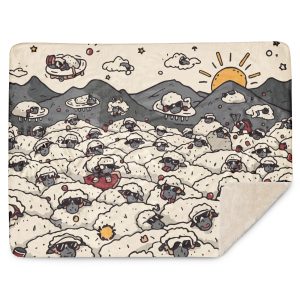 Couverture sherpa moutons – Troupeau en pause