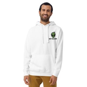 Sweat à capuche alien « Not from Here » – Hoodie brodé unisexe