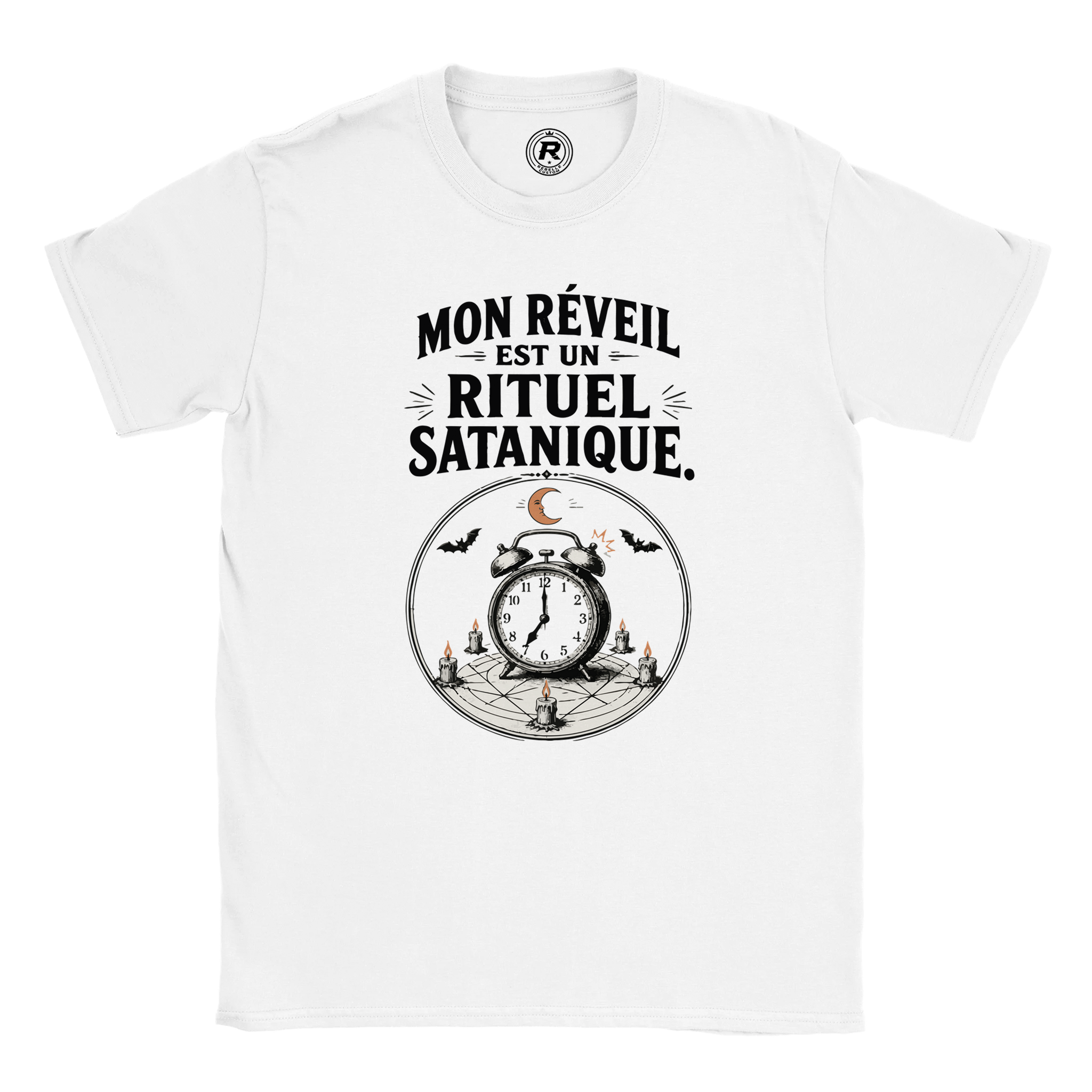 T-shirt réveil Halloween – Mon réveil est un rituel satanique