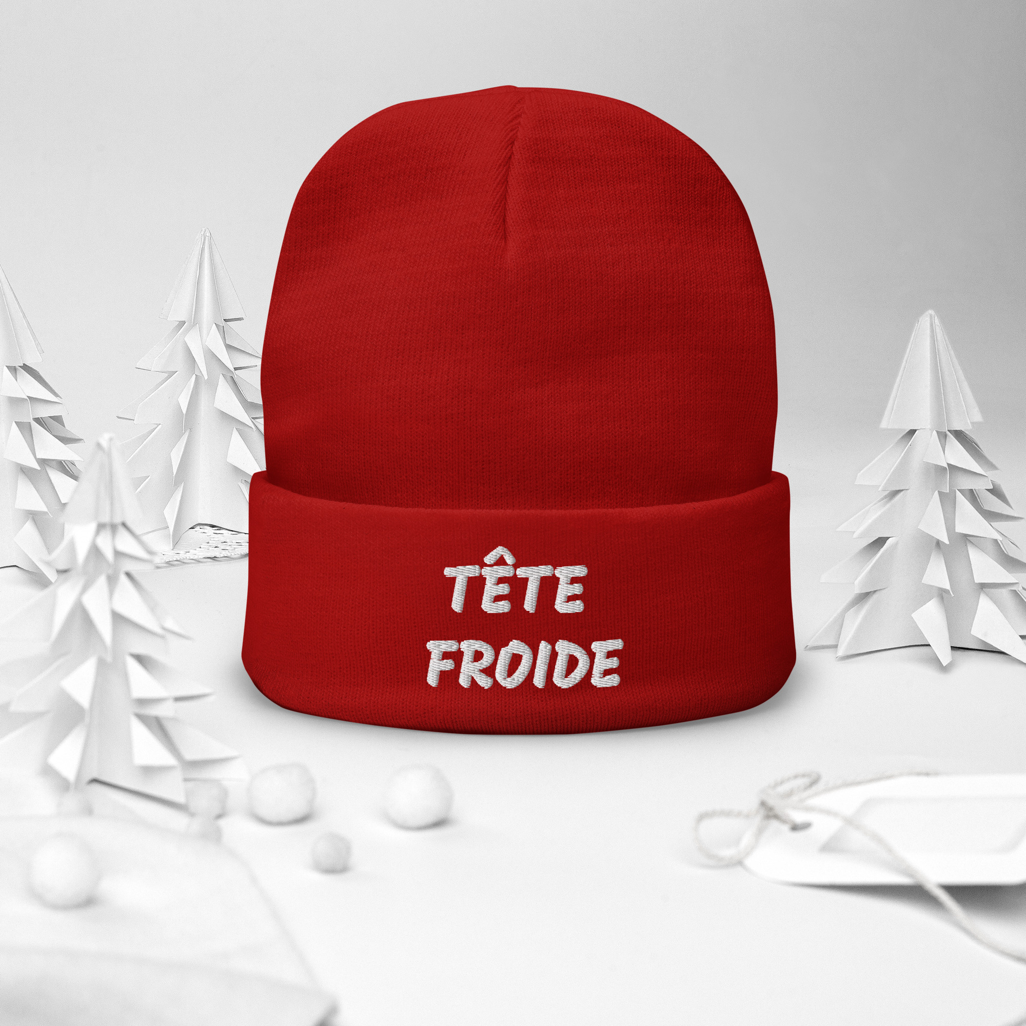 Bonnet Tête froide – Bonnet tricoté brodé unisexe – Divers coloris