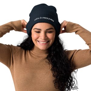 Bonnet bio Rien à prouver – Broderie blanche unisexe - Divers coloris