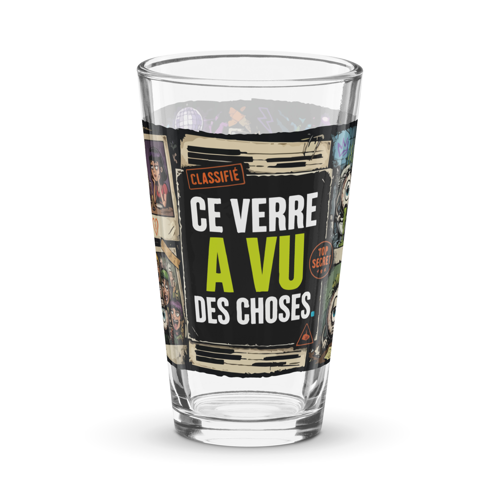 Verre à pinte humoristique « Ce verre a vu des choses »