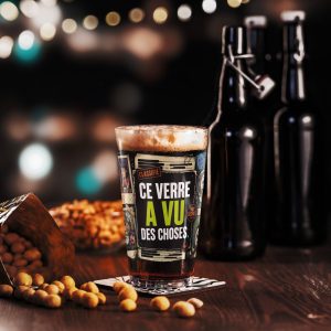 Verre à pinte humoristique « Ce verre a vu des choses »