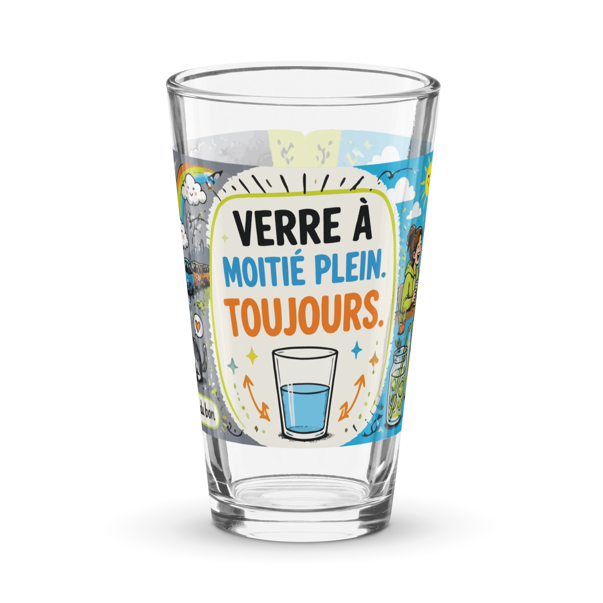 Verre pinte optimiste – Verre à moitié plein, toujours
