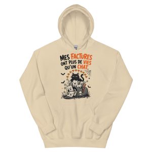Sweat à capuche Halloween factures – Mes factures ont plus de vies qu’un chat - Divers coloris