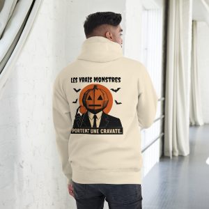 Sweat à capuche recto verso « Les vrais monstres portent une cravate » - Divers coloris